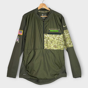 NFL NIKE Seattle Seahawks Salute to Service 1/2 Zip Jacket Mens SZ M Dry Shield